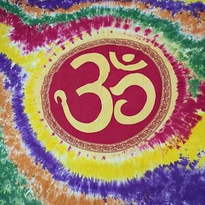 Vibrant Tie-Dye Wall Hanging with Om Symbol 80" X 56"